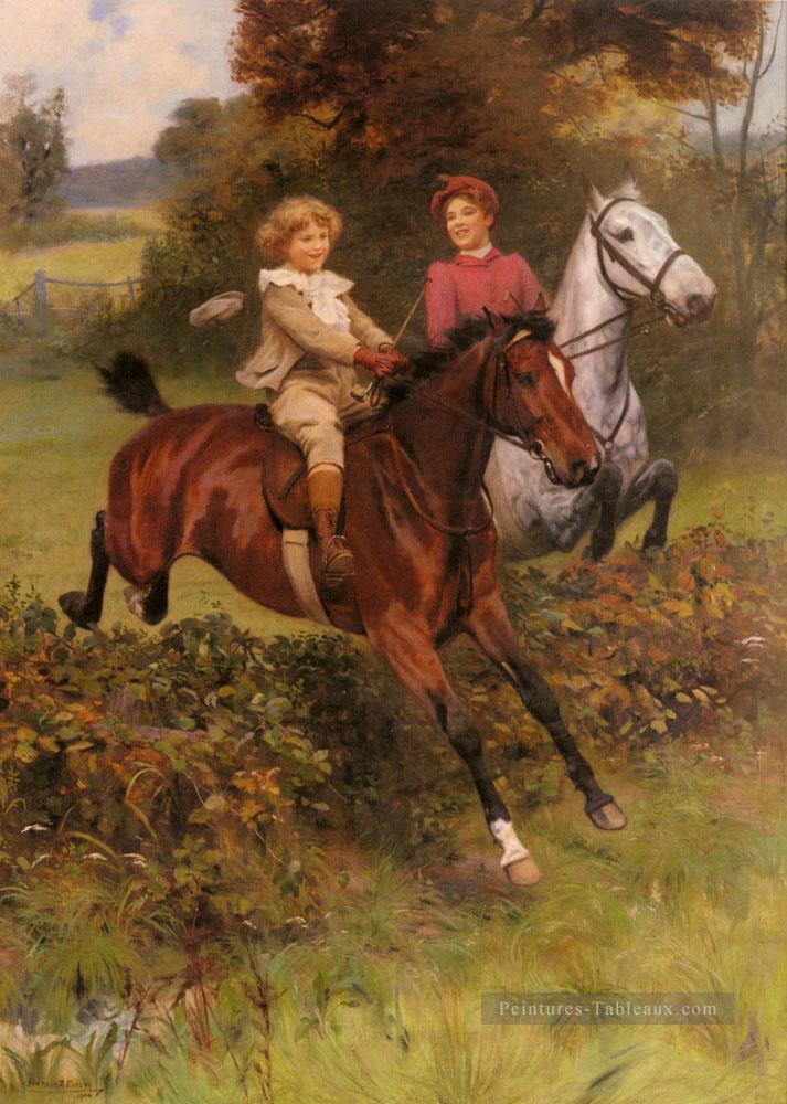 Sa première clôture enfants idylliques Arthur John Elsley Impressionnisme Peintures à l'huile